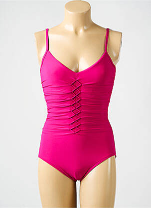 Costum de baie dintr-o singură piesă efect material satinat sutien cupe întregi cu decolteu înalt roz MIRACLESUIT femeie