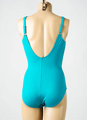 Costum de baie dintr-o singură piesă efect material satinat sutien cupe întregi cu decolteu înalt albastru MIRACLESUIT femeie