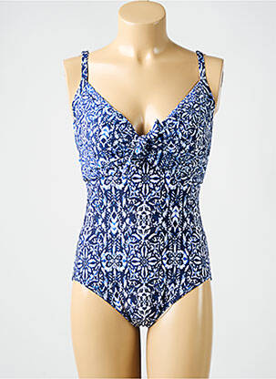 Costum de baie dintr-o singură piesă imprimeu fantezie sutien cupe întregi cu decolteu înalt albastru MIRACLESUIT femeie