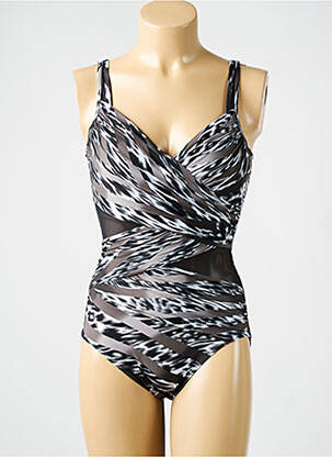 Costum de baie dintr-o singură piesă bretele elastice reglabile sutien cupe întregi cu decolteu înalt gri MIRACLESUIT femeie