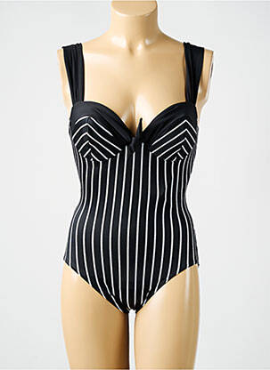 Costum de baie dintr-o singură piesă efect material satinat sutien cupe întregi cu decolteu înalt negru MIRACLESUIT femeie