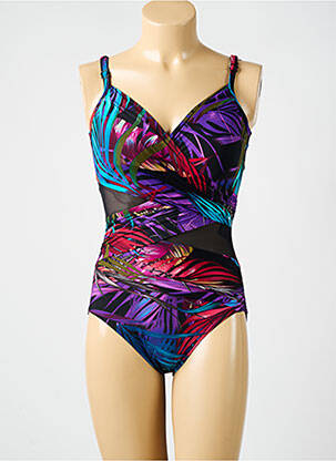 Costum de baie dintr-o singură piesă efect material satinat top sutien modelat negru MIRACLESUIT femeie