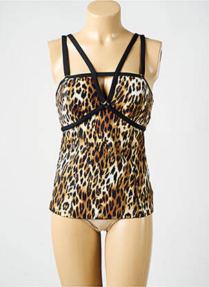 Top de baie efect material satinat maro AMORESSA femeie