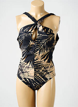 Costum de baie dintr-o singură piesă elasticitate sutien balconet cu decolteu înalt negru AMORESSA femeie