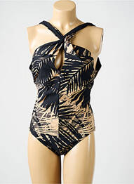 Costum de baie dintr-o singură piesă elasticitate sutien balconet cu decolteu înalt negru AMORESSA femme