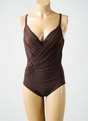 Costum de baie dintr-o singură piesă elasticitate sutien cupe întregi cu decolteu înalt maro AMORESSA femeie