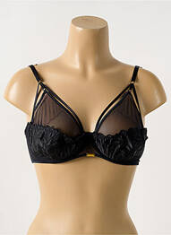 Sutien efect material satinat sutien cupe întregi cu decolteu înalt negru AJOUR femme