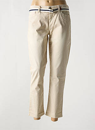 Pantalon slim țesătură poplin mărime normală bej GUESS femeie