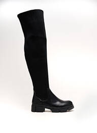 Cizme peste genunchi material neted toc de 4 la 6 cm negru TULIPANO femeie