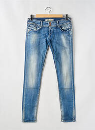 Blugi skinny efect uzat decolorat talie joasă albastru TIFFOSI femeie