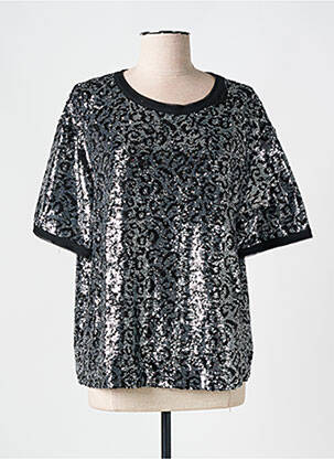 Tricou croială dreaptă mâneci scurte argintiu PLEASE femeie