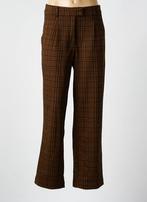 Pantalon drept talie cu cleme mărime normală maro ICHI femme