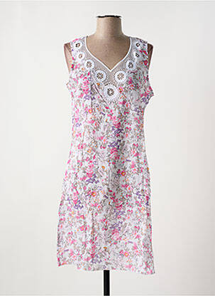 Rochie midi imprimeu floral fără mâneci alb LA PLUS BELLE femeie