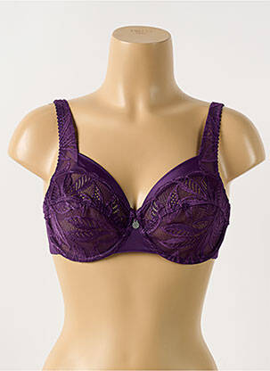 Sutien efect material satinat sutien cupe întregi cu decolteu înalt violet BARBARA femeie