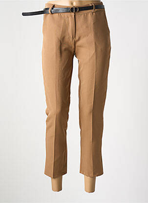 Pantalon 7/8 talie cu cleme mărime normală maro MODA femeie
