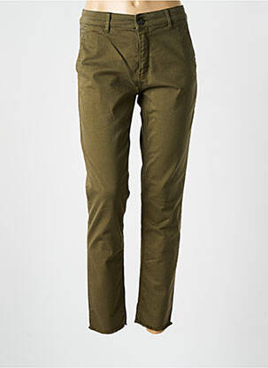 Pantalon chino țesătură poplin mărime normală verde FIVE femeie