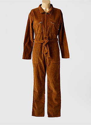 Salopetă-pantalon guler de bluză mâneci lungi maro LA PETITE ETOILE femeie