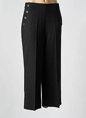 Pantalon larg închidere cu fermoar lateral talie înaltă negru O'MER femeie