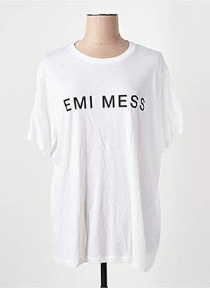 Tricou croială dreaptă mâneci scurte alb EMI MESS femeie