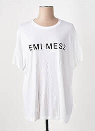 Tricou croială dreaptă mâneci scurte alb EMI MESS femeie