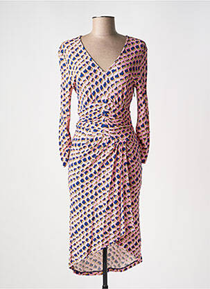 Rochie midi imprimeu fantezie mâneci lungi roz DIANE VON FURSTENBERG femeie