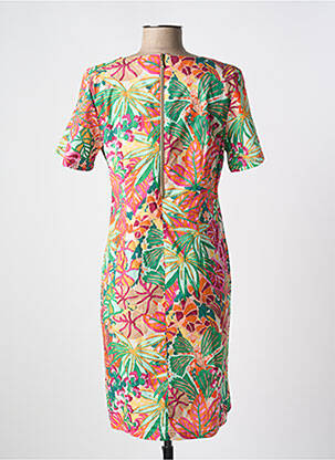 Rochie midi imprimeu fantezie mâneci scurte verde SIGNE NATURE femeie