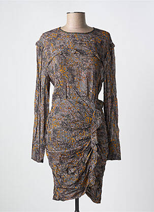 Rochie midi imprimeu fantezie mâneci lungi gri ISABEL MARANT femeie