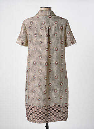 Rochie midi imprimeu fantezie mâneci scurte maro LA FEE MARABOUTEE femeie