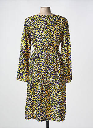 Rochie midi imprimeu fantezie mâneci lungi galben STELLA FOREST femeie