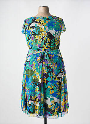 Rochie midi imprimeu floral mâneci scurte verde MALOKA femeie