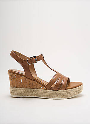 Espadrile țesătură satinată toc de 7 la 9 cm maro MARCO TOZZI femeie