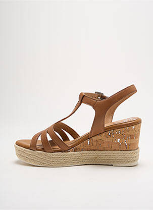 Espadrile țesătură satinată toc de 7 la 9 cm maro MARCO TOZZI femeie