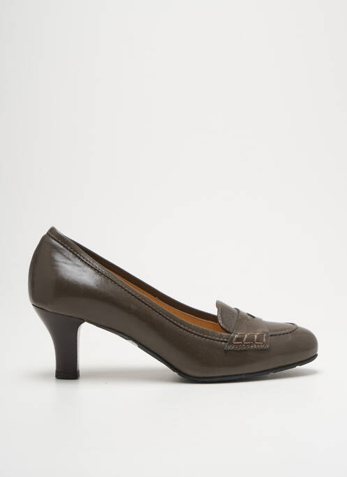 Pantofi cu toc țesătură satinată toc de 4 la 6 cm verde JOHN GREY femme