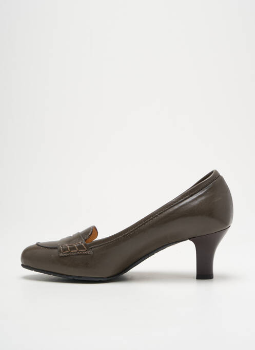 Pantofi cu toc țesătură satinată toc de 4 la 6 cm verde JOHN GREY femme