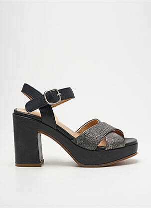 Sandale/pantofi decupați semi compensat toc de 7 la 9 cm negru MINKA DESIGN femeie