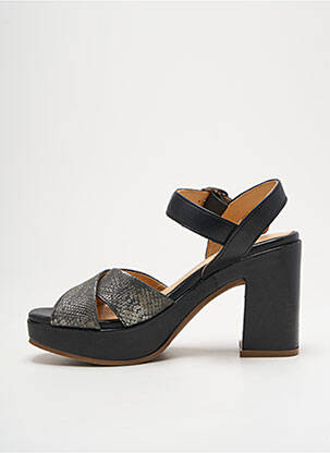 Sandale/pantofi decupați semi compensat toc de 7 la 9 cm negru MINKA DESIGN femeie