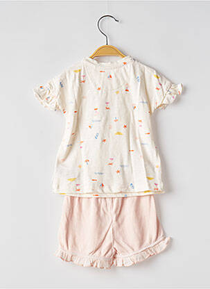 Set șort țesătură poplin roz NOPPIES fată