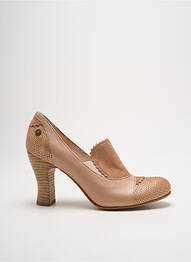 Pantofi cu toc țesătură satinată toc de 7 la 9 cm bej GOLD BUTTON femme