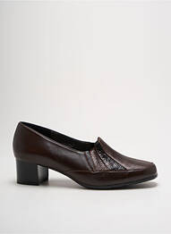 Mocasini țesătură satinată toc de 4 la 6 cm maro ARTIKA SOFT femme