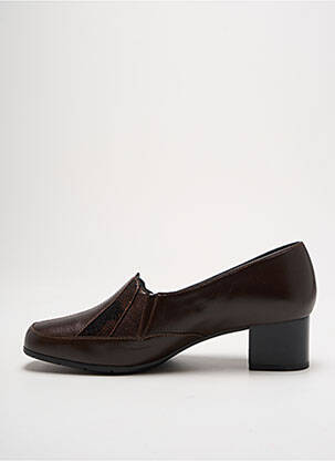 Mocasini țesătură satinată toc de 4 la 6 cm maro ARTIKA SOFT femeie