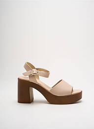 Sandale/pantofi decupați semi compensat toc de 7 la 9 cm bej GIRLHOOD femeie
