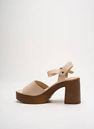Sandale/pantofi decupați semi compensat toc de 7 la 9 cm bej GIRLHOOD femeie