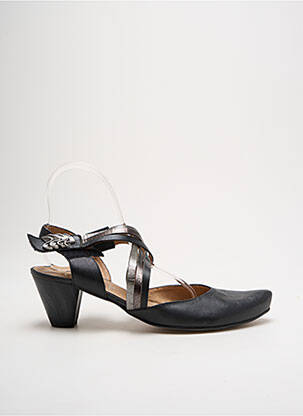 Pantofi cu toc țesătură satinată toc de 4 la 6 cm negru KARSTON femeie