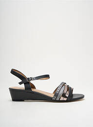 Sandale/pantofi decupați material neted toc de 4 la 6 cm negru INITIALE PARIS femme