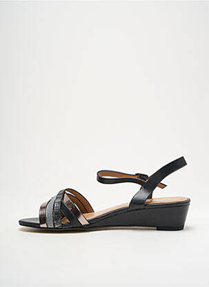 Sandale/pantofi decupați material neted toc de 4 la 6 cm negru INITIALE PARIS femeie