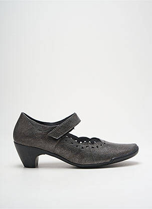Pantofi cu toc țesătură satinată toc de 4 la 6 cm gri ARTIKA SOFT femeie