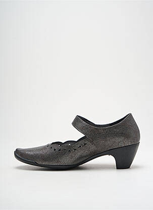 Pantofi cu toc țesătură satinată toc de 4 la 6 cm gri ARTIKA SOFT femeie