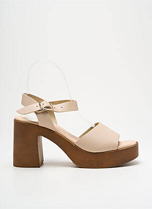 Sandale/pantofi decupați material neted toc de 7 la 9 cm bej GIRLHOOD femeie