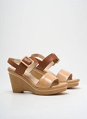 Sandale/pantofi decupați material neted toc de 7 la 9 cm bej GADEA femeie