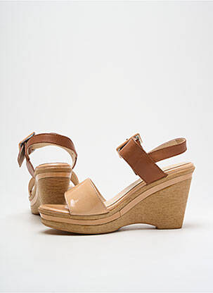 Sandale/pantofi decupați material neted toc de 7 la 9 cm bej GADEA femeie